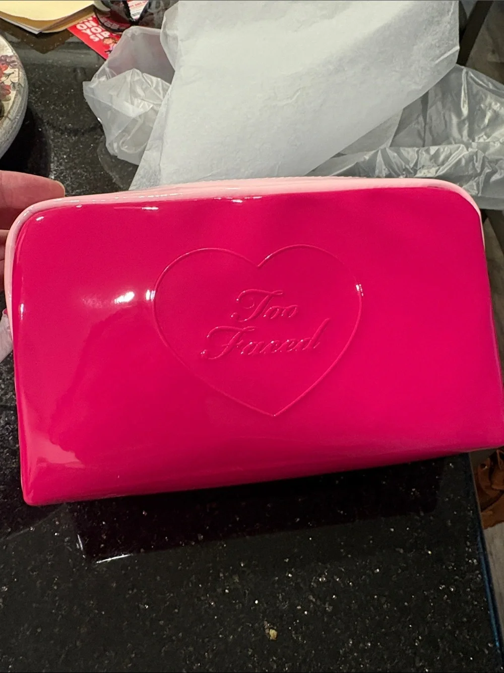 Too Faced Pink Cosmetic Makeup Pouch